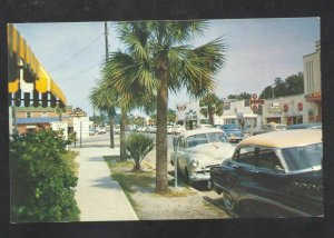 WALTON BEACH FLORIDA DOWNTOWN STREET SCENE OLD CARS VINTAGE POSTCARD