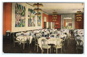 PEBBLE BEACH, CA California ~ Dining Room DEL MONTE LODGE  c1940s Linen Postcard