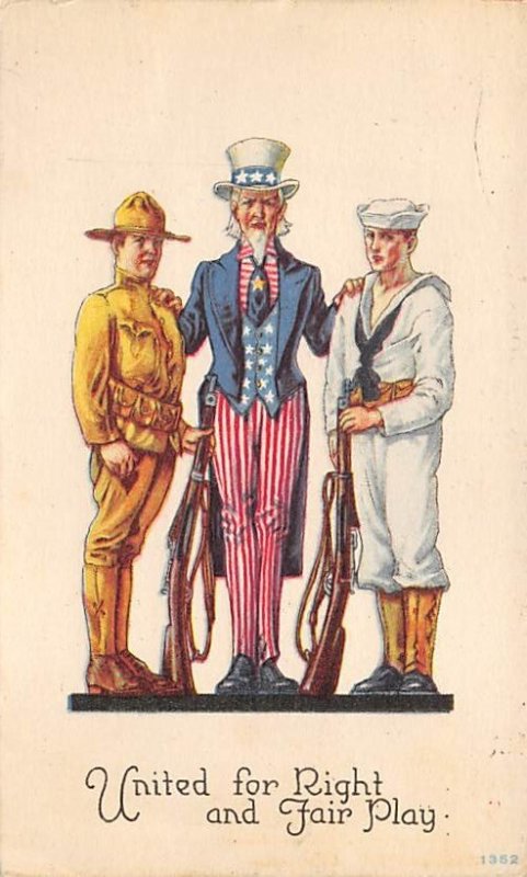 United for Right and Fair Play USA Uncle Sam 1918 