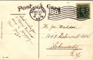 1908 Embossed Postcard Blue Robe Santa Claus Christmas Tree Germany