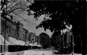 AZO RPPC Real Photo Postcard OH Amherst Elyria Street Business Section ~1910 B10