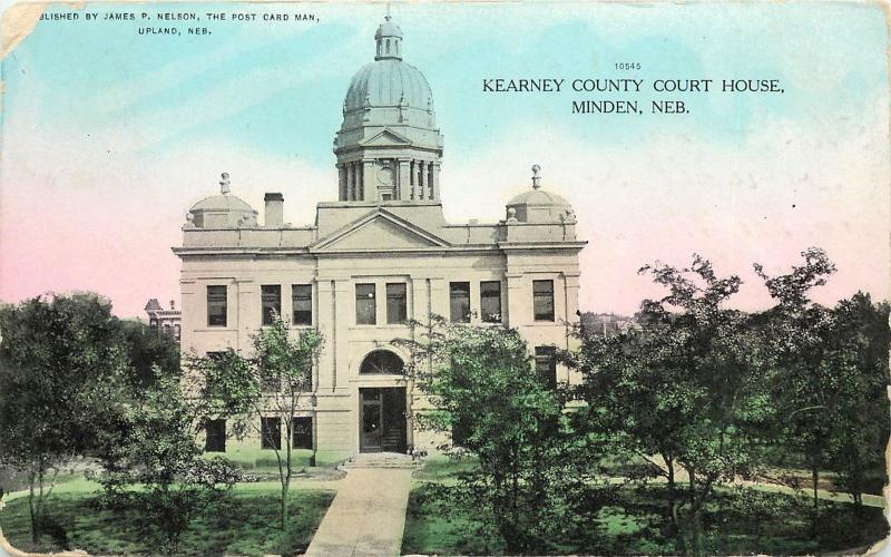 Vintage Postcard Kearney County Courthouse Minden NE Nebraska