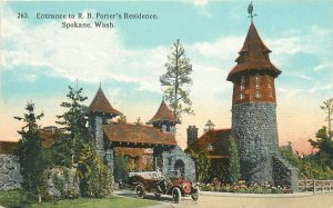 Postcard Washington Spokane Entrance RB Porter Residence Robbins 23-9742