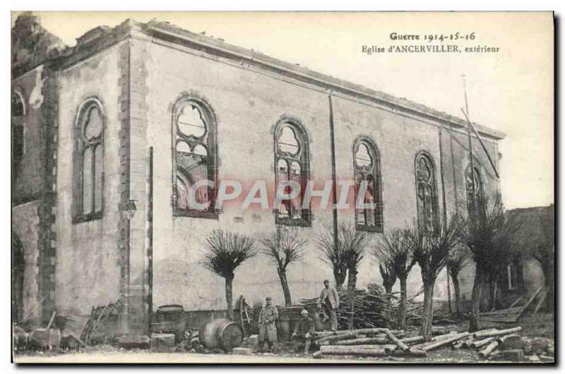 Postcard Old Church of War & # 39Ancerviller Outdoor Militaria