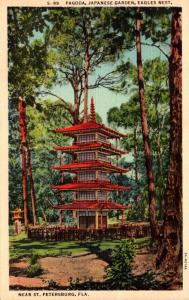 Florida St Petersburg Eagles Nest Pagoda Japanese Gardens Curteich