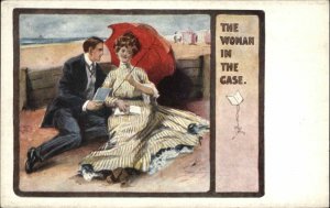 Handsome Man Woos Beautiful Woman Romance c1910 Vintage Postcard