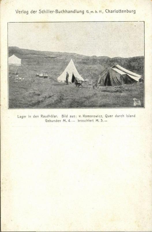 iceland, Camp at the Rauðhólar (1910s)