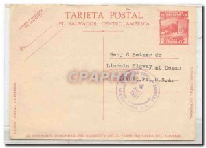 Salvador in 1931 to US UPU card (postal stationary stationary)