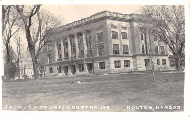 Holton Kansas Jackson Court House Real Photo Antique Postcard K38654