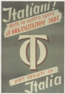 German Todt Labour Organization War Recruitment Poster Postcard