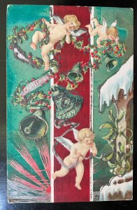 Vintage Victorian Postcard 1901-1910 Christmas - Cherubs with Bells