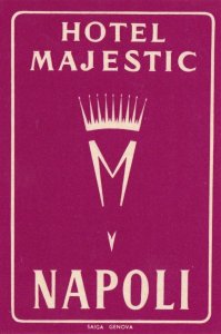 Italy Napoli Hotel Majestic Vintage Luggage Label sk1702