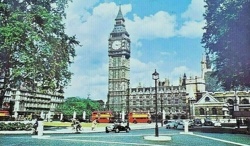 Vintage Postcard England Big Ben and Parliament Square London