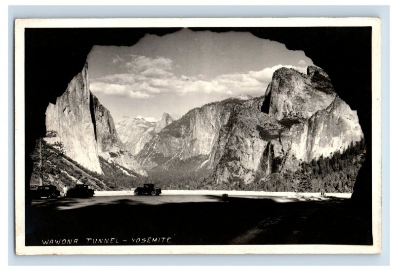 1920's View From Inside Wawona Tunnel Yosemite CA Real Photo RPPC P165