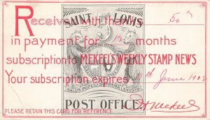 RARE 1901 St Louis MO McKeels Weekly News /Stamp Postcard