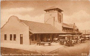 Everett WA Great Northern Depot Railway Station Edward Mitchell Postcard H45