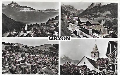 Gryon, Switzerland. Beautiful black and white. Trolley, Church, Panorama