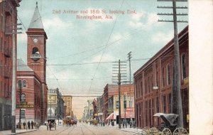 2ND AVENUE & 18TH STREET EAST BIRMINGHAM ALABAMA POSTCARD (c. 1909)