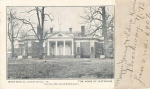 postcard Monticello Charlotteville VA Souvenir 1907 Jefferson Home VPC0.