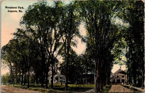 Postcard Maine Augusta Monument Park Civil War Memorial 1923 V180