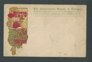 Ca 1904 Post Card Botanical Society Of Chicago 14th Annual Flower Show