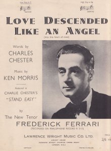Love Descended Like An Angel Frederick Ferrari 1950s Sheet Music