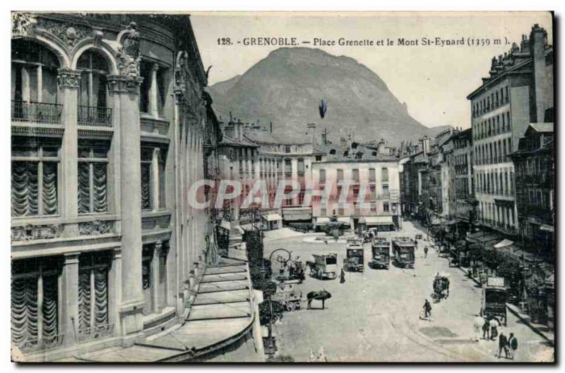 Grenoble - Musee Grenoble and Mont St Eynard - buses Old Postcard