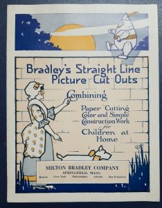 VINTAGE MILTON BRADLEY STRAIGHT LINE PICTURE CUT OUTS  - Print Ad c.1920s Advert 