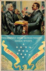VINTAGE POSTCARD THED. ROOSEVELT TAKING OATH AS PRESIDENT MARCH 4th 1905
