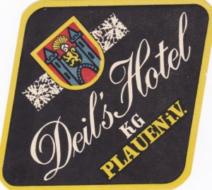 Germany Plauen Deil's Hotel Vintage Luggage Label sk2585