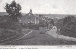 Cyclist at Vicarage Road Lane Kings Langley West Baldwin Herts Museum Postcard