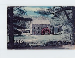 Postcard Grist Mill Longfellow's Wayside Inn Sudbury Massachusetts USA