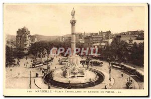 Old Postcard Marseille Place Castellane and Avenue Du Prado