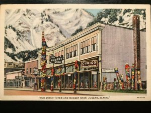 Vintage Postcard 1934 Old Witch Totem and Nugget Shop Juneau Alaska (AK)