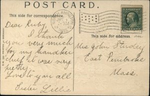 New Year - Cherub - Donkeys Pulling Flower Wagon c1910 Postcard