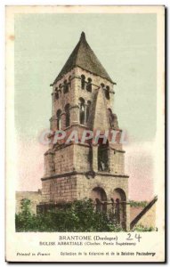 Postcard Old Brantome Abbey Church steeple