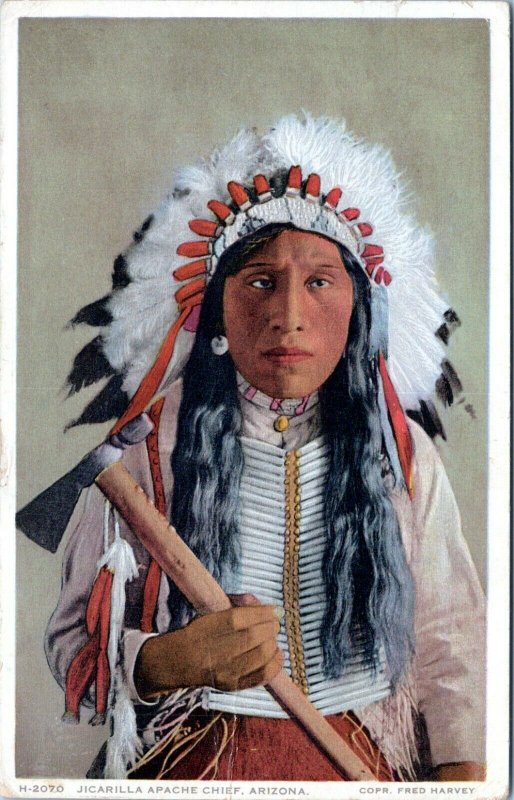 Fred Harvey Postcard 13942 Jicarilla Apache Native American Grand Canyon 1935 OI