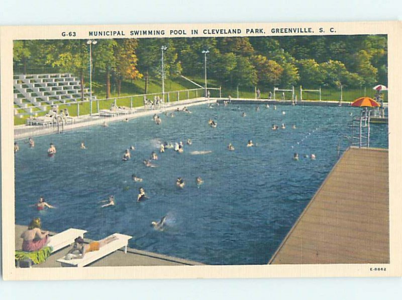 Linen SWIMMING POOL SCENE Greenville South Carolina SC AF2441