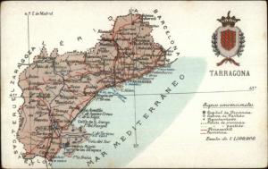 Spain Region Road Map & Heraldic Series c1910 Postcard TARRAGONA