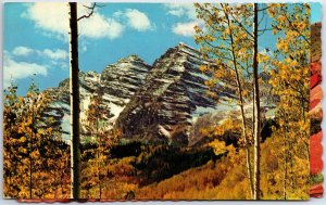 VINTAGE POSTCARD MAROON PEAKS COLORADO WORLD'S HIGHEST HIGHWAY POSTMARK CANCEL