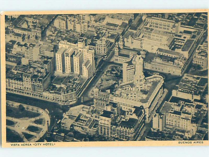 Pre-Chrome CITY HOTEL AERIAL VIEW Buenos Aires Argentina F6598