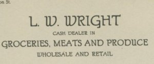 1922 NELSONVILLE OHIO L.W. WRIGHT GROCERIES MEATS AND PRODUCE ORDER LETTER 31-35 