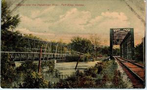 FORT RILEY, KS Kansas  RAILROAD Bridge over the REPUBLICAN RIVER c1910s Postcard