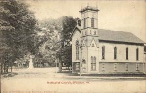 Brandon VT Church & Street c1910 Postcard