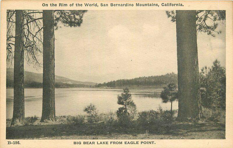 Big Bear Lake Eagle Point California San Bernardino Rim 1920s Postcard 3432