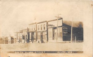 J55/ Allen Nebraska RPPC Postcard c1910 South Clark Street Stores  83