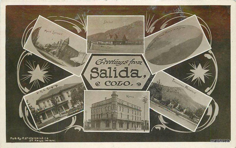 c1910 Multi View SALIDA Stienman RPPC Real Photo Hotel Depot Street Hospital