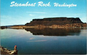 Scenic Steamboat Rock Formation Woman Washington WA Chrome Postcard Unused UNP 