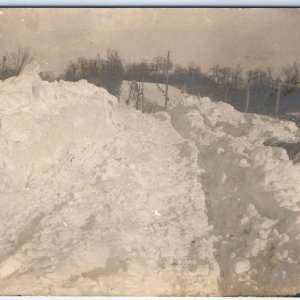 c1910s Sent to Elsberry, MO RPPC Farm Snow Storm Drift Photo Rare No Cancel A151