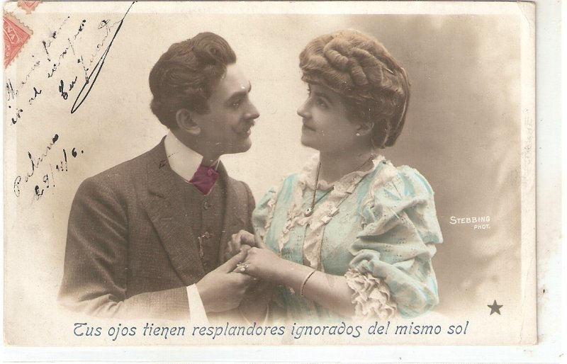 Couple. Romance. The promise Nice old vintage French postcard